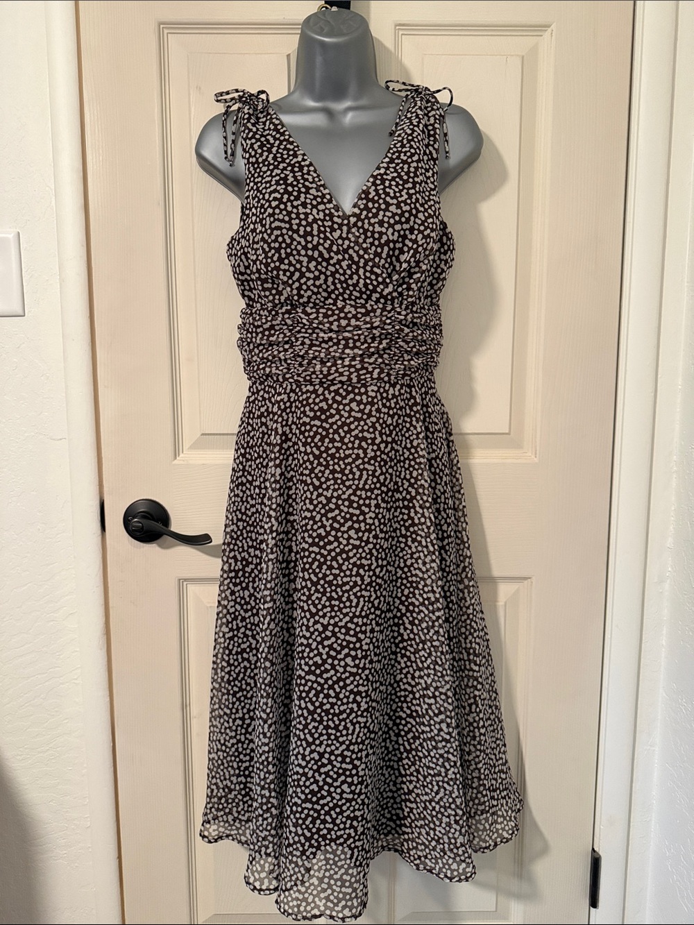 Dress Barn Black and White Polka Dot Midi Dress